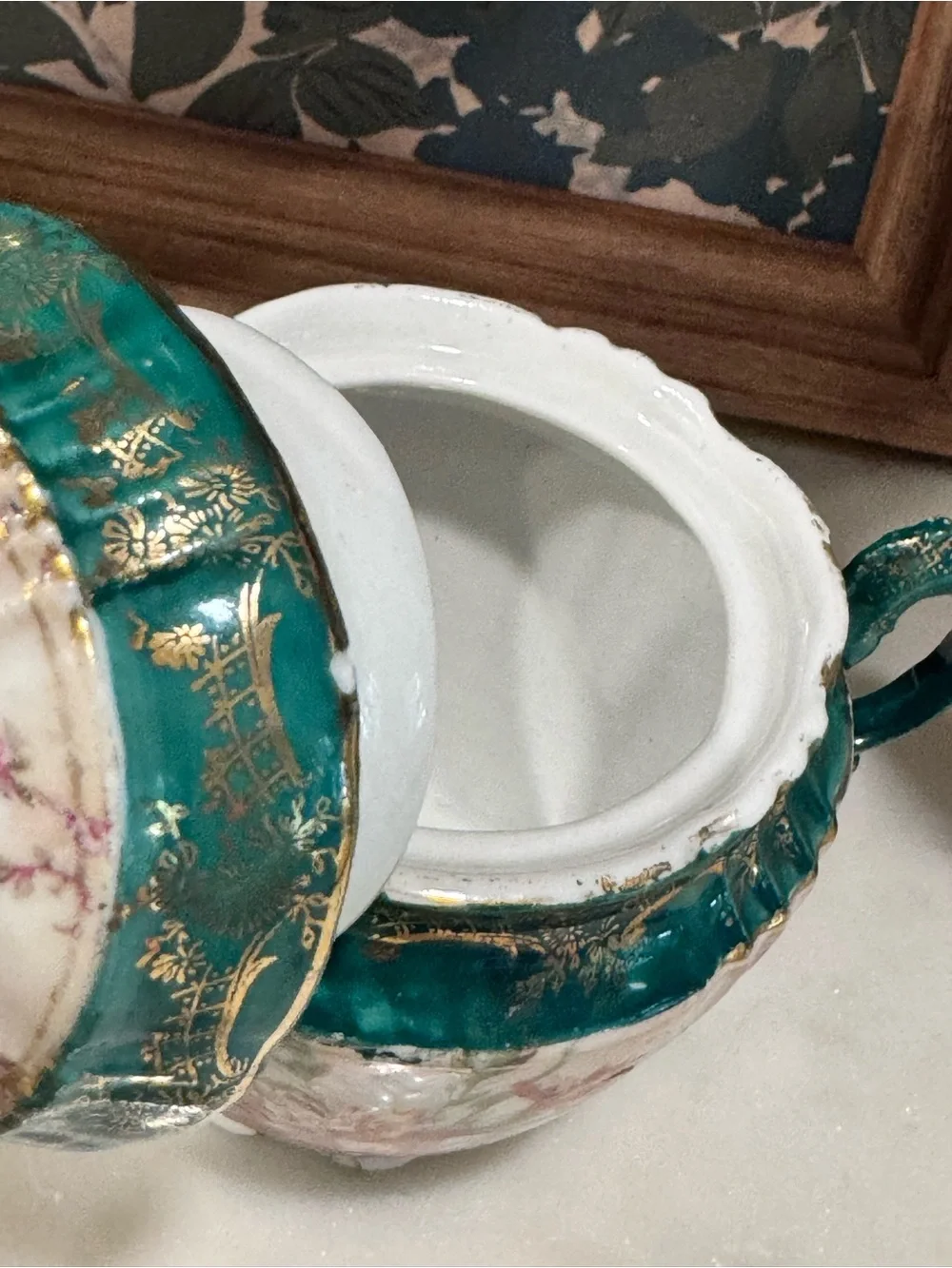 Bavaria / Vintage Hand Painted sugar Bow